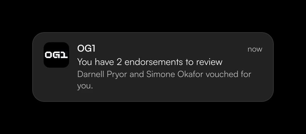 OG1 notification: you have 2 endorsements to review